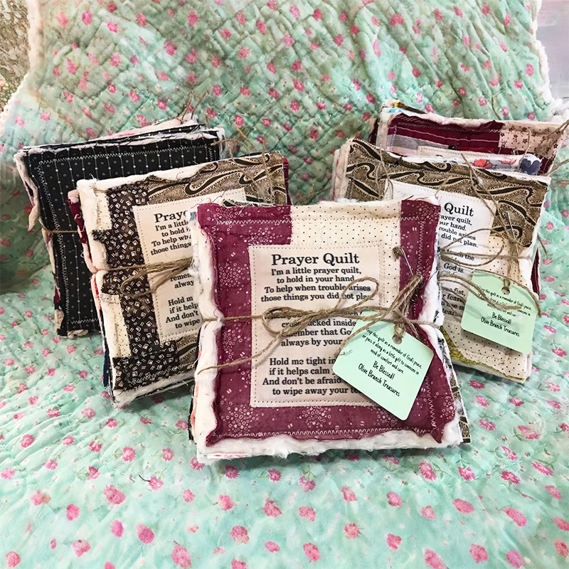 Prayer Quilt with Cross Inside ~ A handheld reminder of faith and comfort