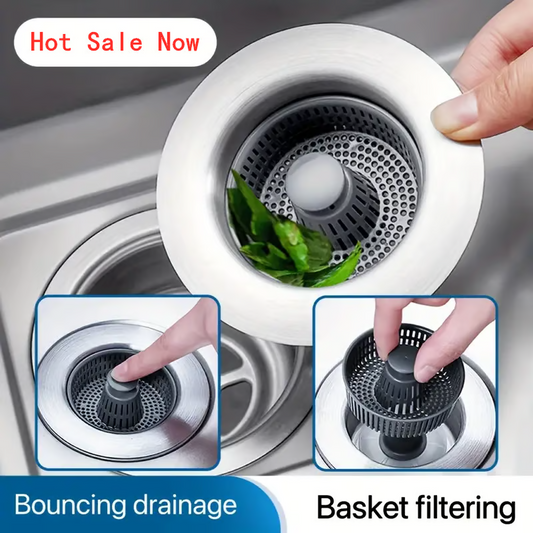3-in-1 Stainless Steel Sink Drain Strainer ~ Prevent Clogs, Stop Odors & Keep Water Flowing Smoothly