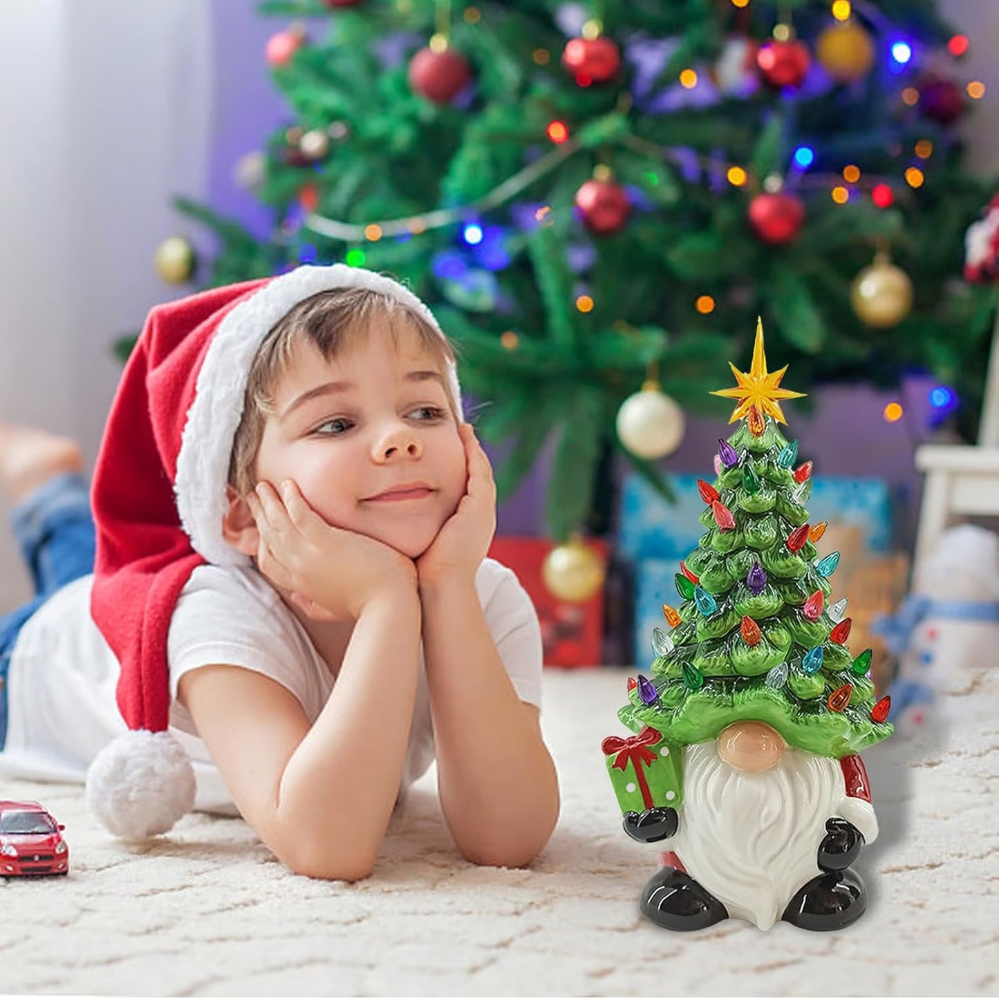 DIY Lighted Christmas Gnome Tree ~ Create cozy holiday charm with easy DIY setup.