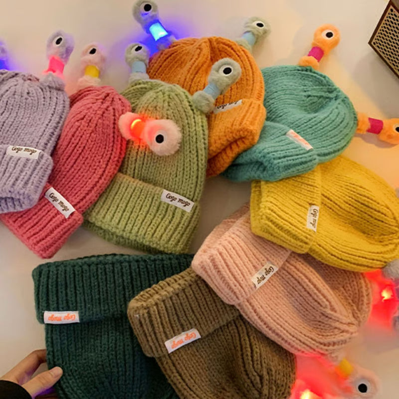 Glowing Little Monster Knit Hat ~ Light up every winter night with warmth and fun.