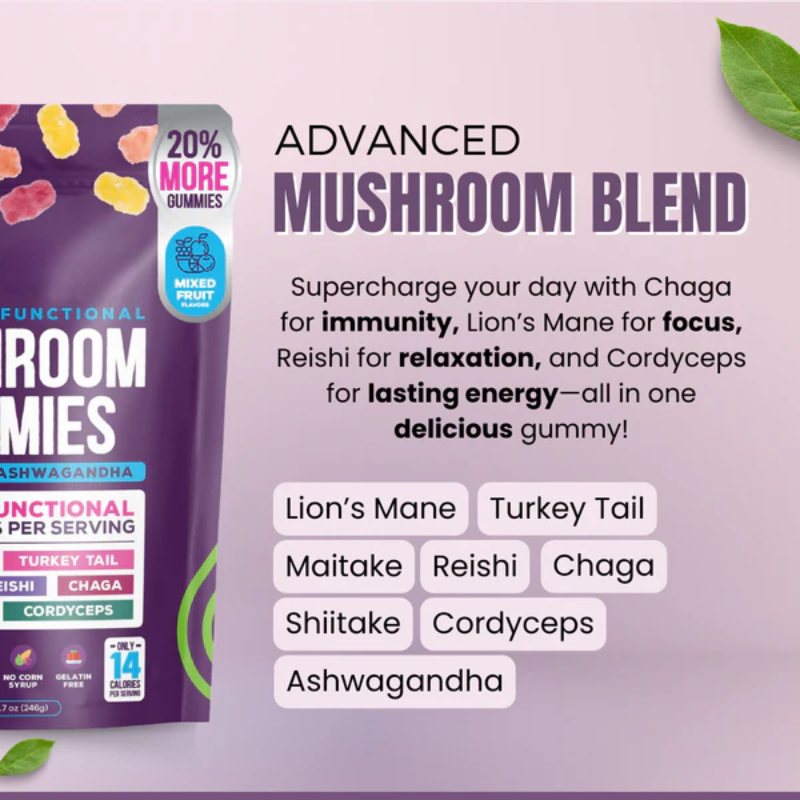 Mushroom Gummies ~ Support memory, immunity & mental performance