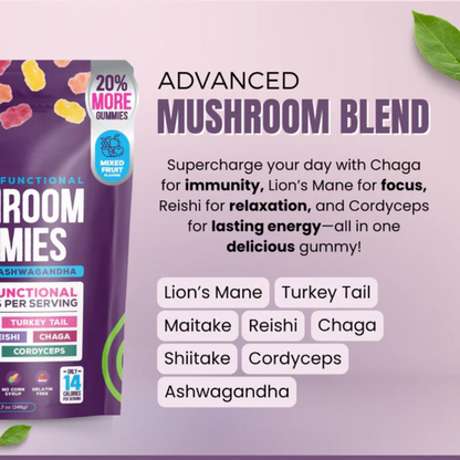Mushroom Gummies ~ Support memory, immunity & mental performance
