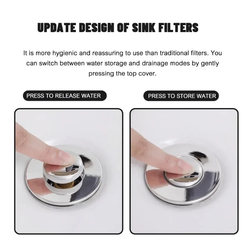 Sink Drain Strainer ~ Effortless Switch between Draining and Sealing in a Snap