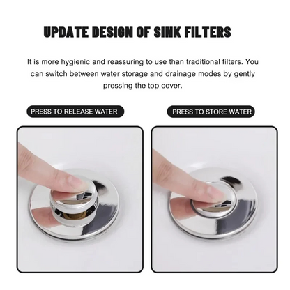 Sink Drain Strainer ~ Effortless Switch between Draining and Sealing in a Snap