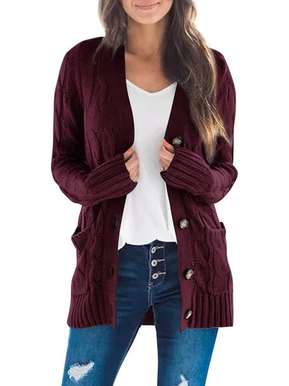 Long Sleeve Button Down Cable Knit Cardigan ~ Cozy fall favorite for work or weekends.
