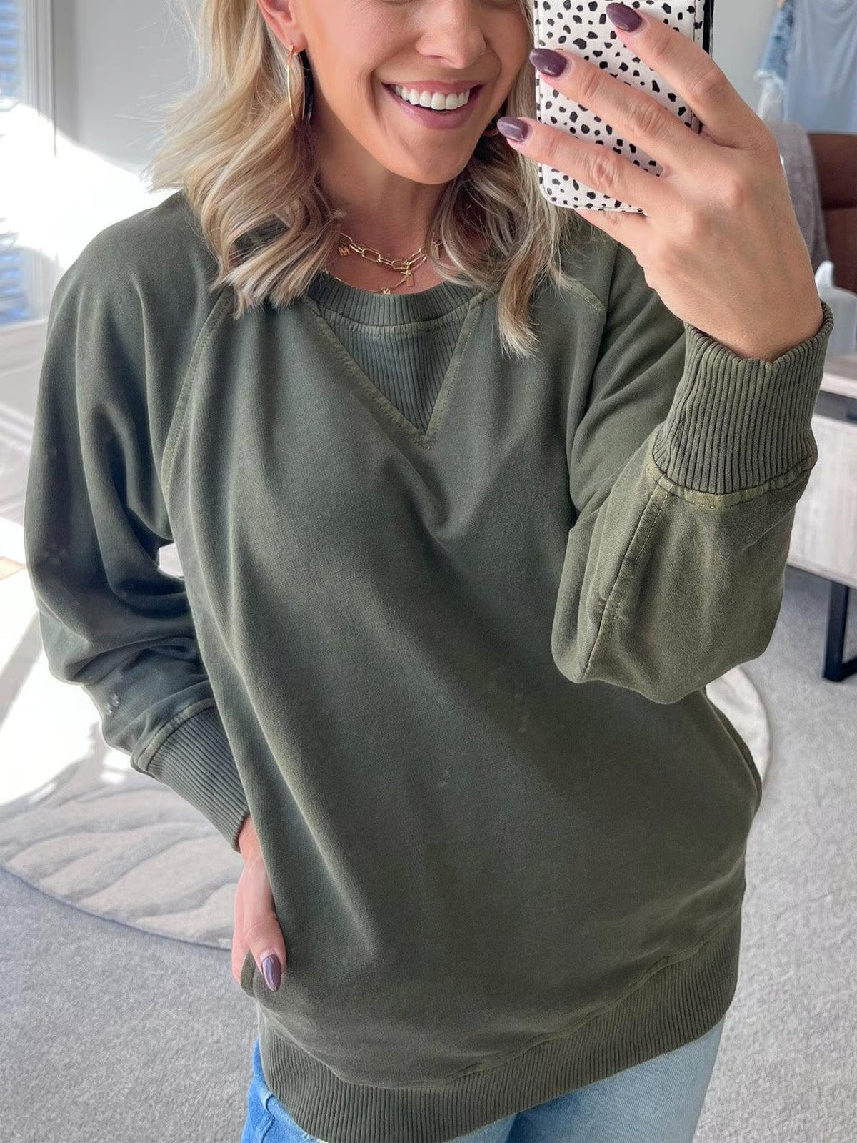 Ribbed Accent Pocketed Pullover ~ Effortless comfort with a textured twist.