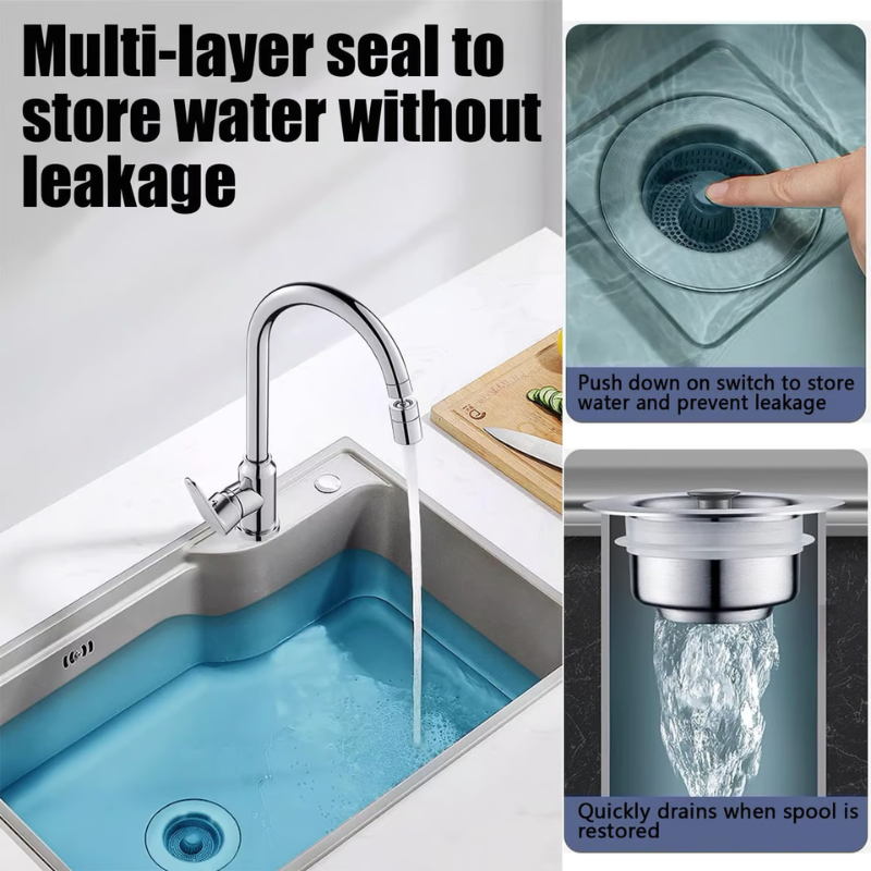 3-in-1 Stainless Steel Sink Drain Strainer ~ Prevent Clogs, Stop Odors & Keep Water Flowing Smoothly