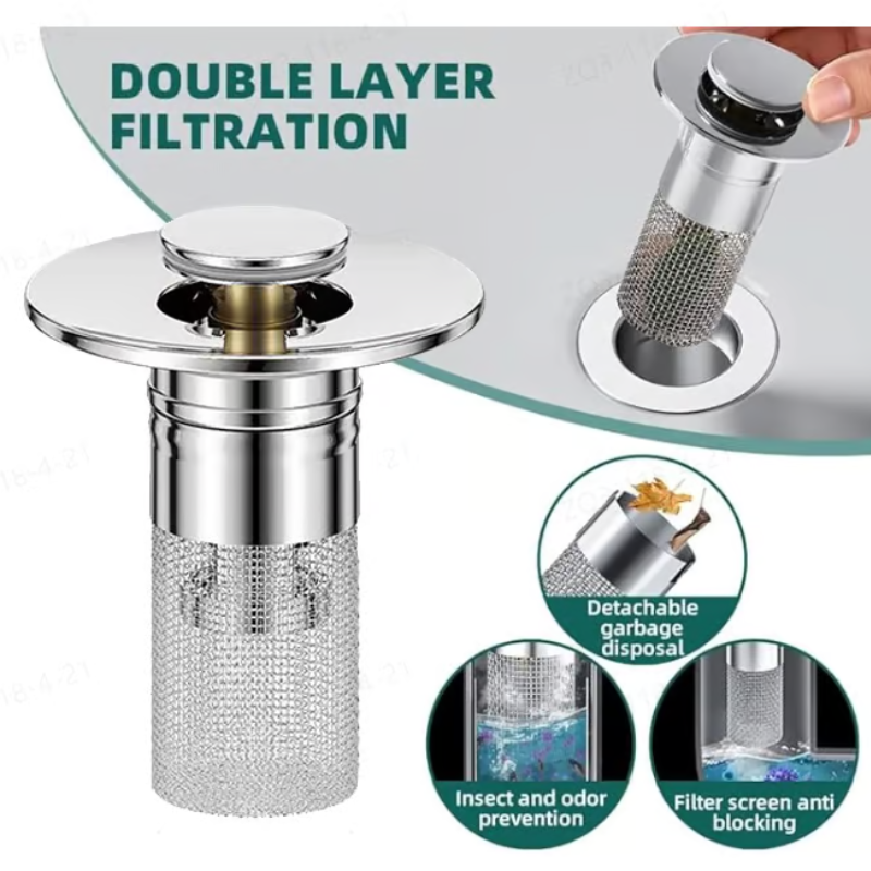 Sink Drain Strainer ~ Effortless Switch between Draining and Sealing in a Snap