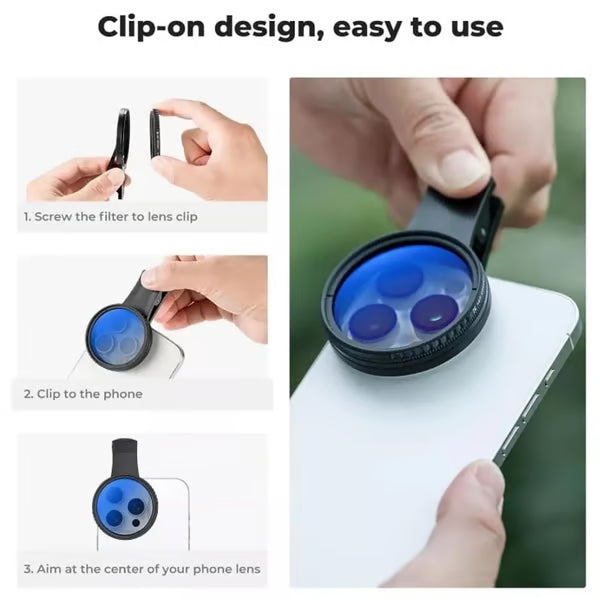 Phone Camera Polarizing Filter ~ Glare-free, vivid photos in every shot.
