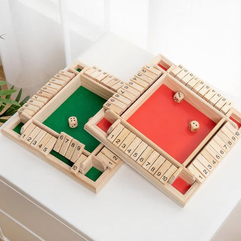 Shut The Box Board Game ~ Classic wooden dice game for family fun.