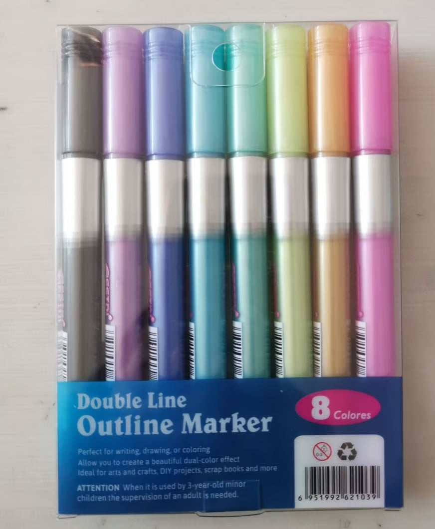 Dual-line Highlighter Set ~ Metallic outlines for stunning designs in seconds