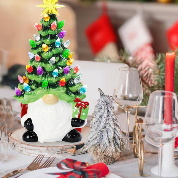 DIY Lighted Christmas Gnome Tree ~ Create cozy holiday charm with easy DIY setup.