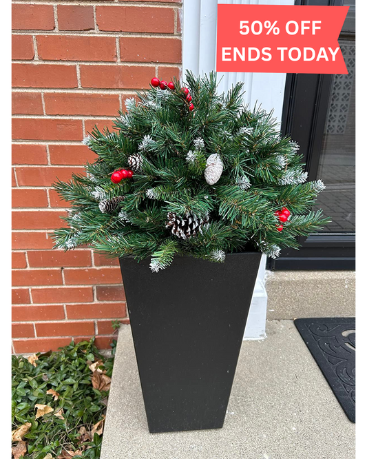 Mini Artificial Christmas Tree ~ Weatherproof sparkle for entryways and patios.