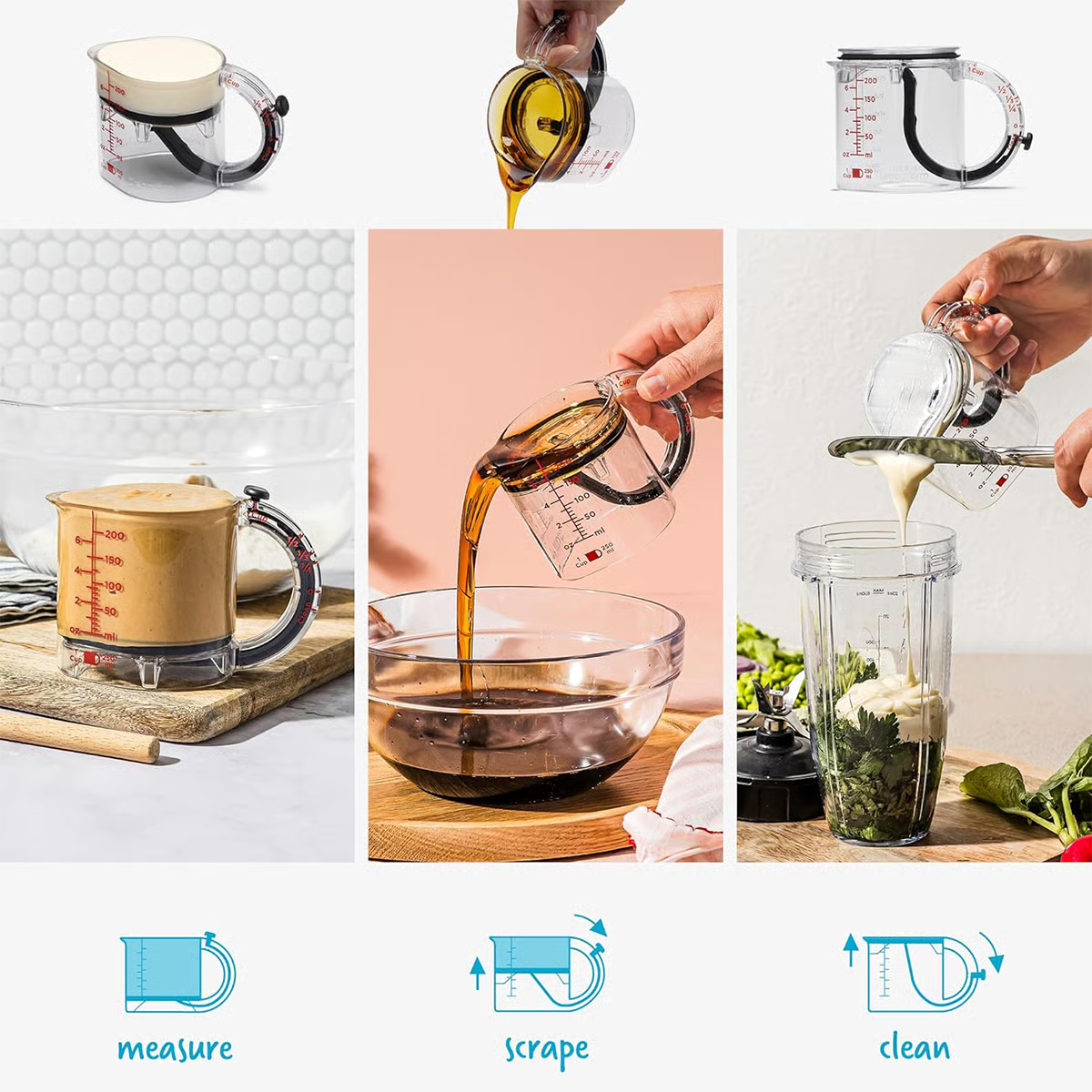 4-in-1 Adjustable Measuring Cup ▶︎ From flour to honey, one cup rules them all