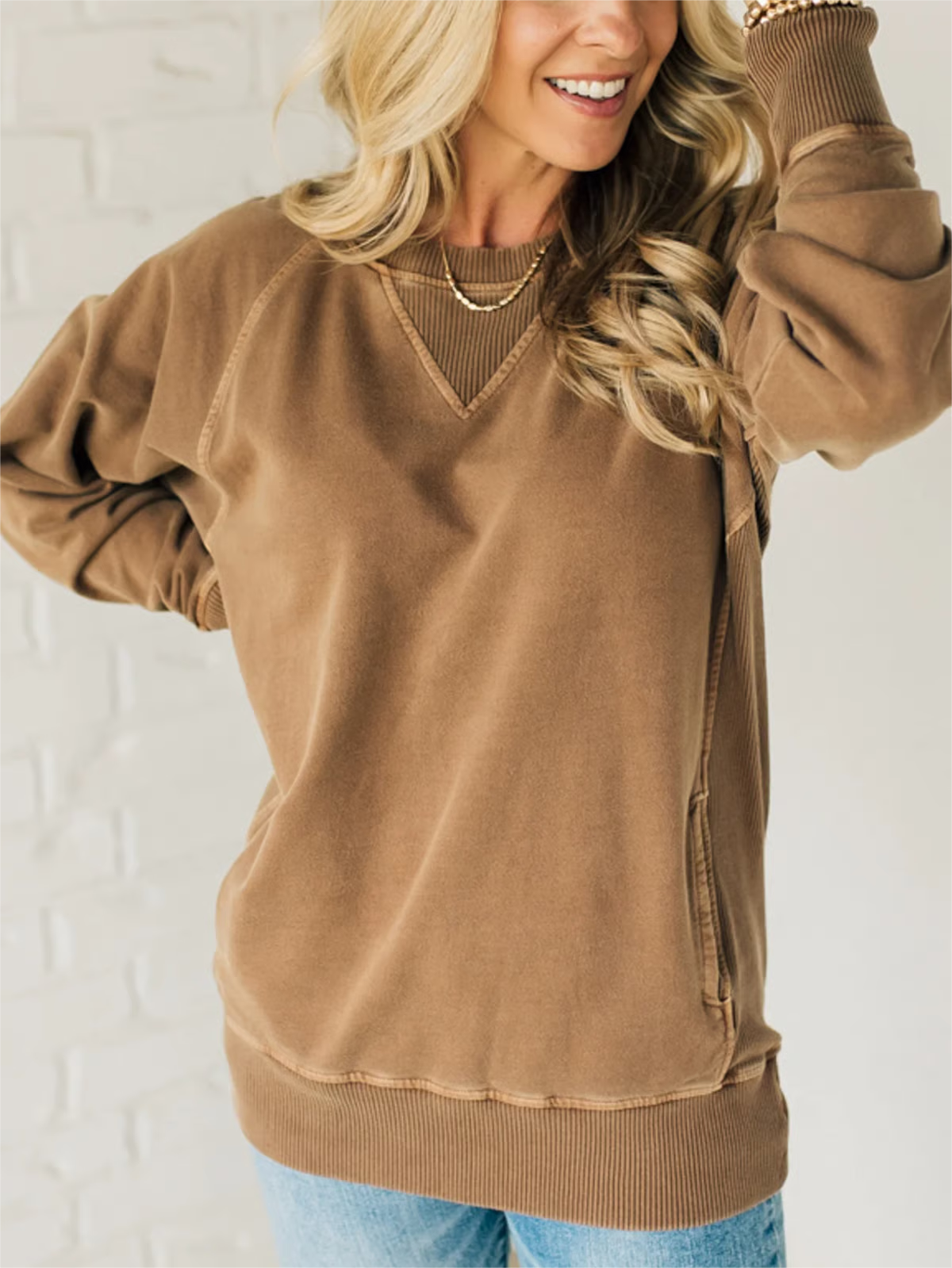 Ribbed Accent Pocketed Pullover ~ Effortless comfort with a textured twist.