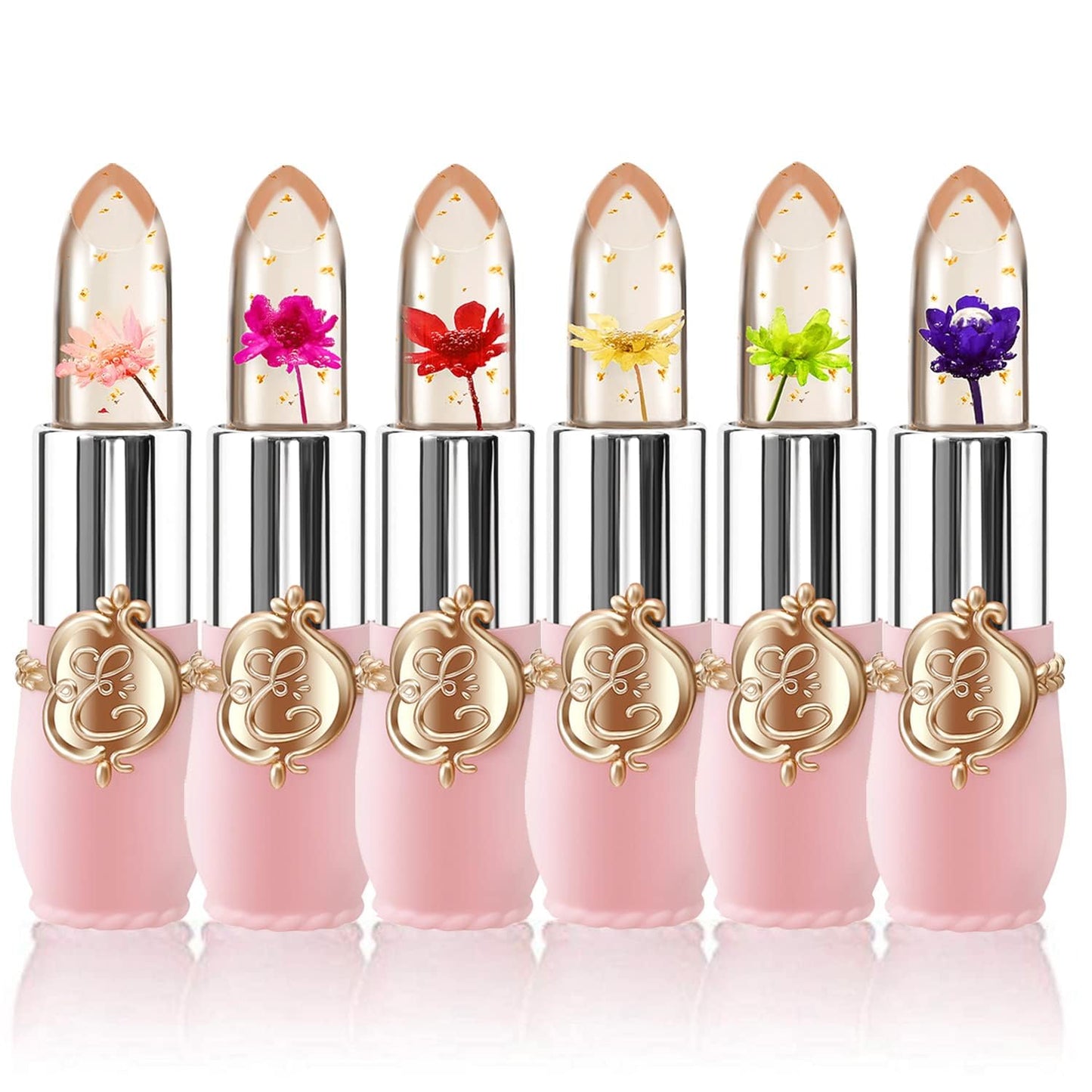 6-Piece Crystal Jelly Color-Changing Lipstick Set ~ Temperature-activated tint for soft, hydrated lips all day