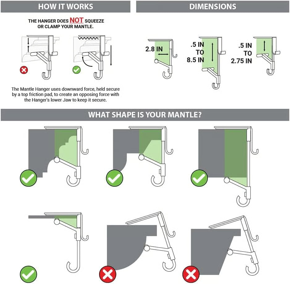 2-in-1 Garland and Stocking Hangers ~ Secure holiday décor without nails or mess.