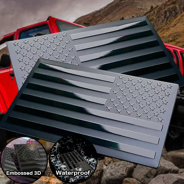 3D All-Black American Flag Emblem Decal ~ Strength and legacy in every mile.