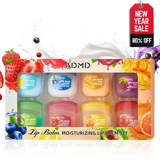 8Pcs Fruit Flavored Lip Care Set ~ Turn dry, cracked lips into glass-shine perfection.
