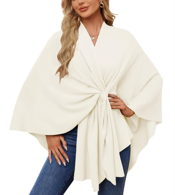 Elegant Shawl Sweater Wrap ~ Effortless layering and cloud-soft comfort all day.