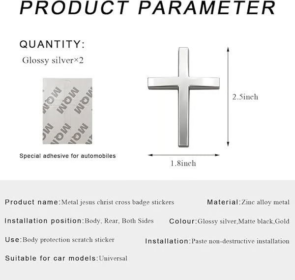 Metal Jesus Cross Emblem ~ Holy Armor for Your Ride.