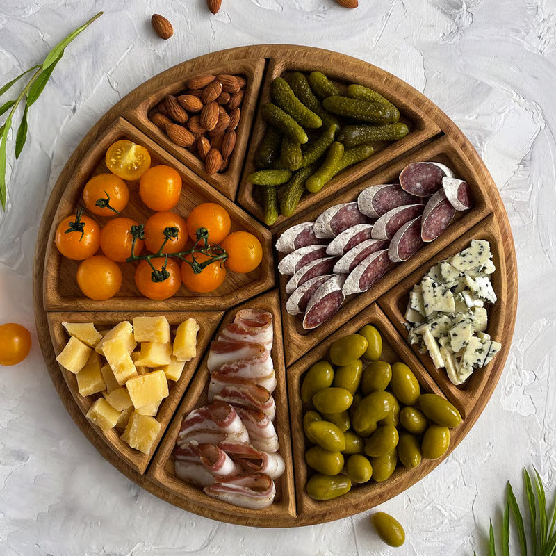 Puzzle Serving Tray ~ Modular oak design that transforms snacks into art.