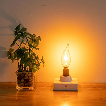 Flickering Flame Light Bulbs ~ Year-round warm flicker for indoor or outdoor spaces.