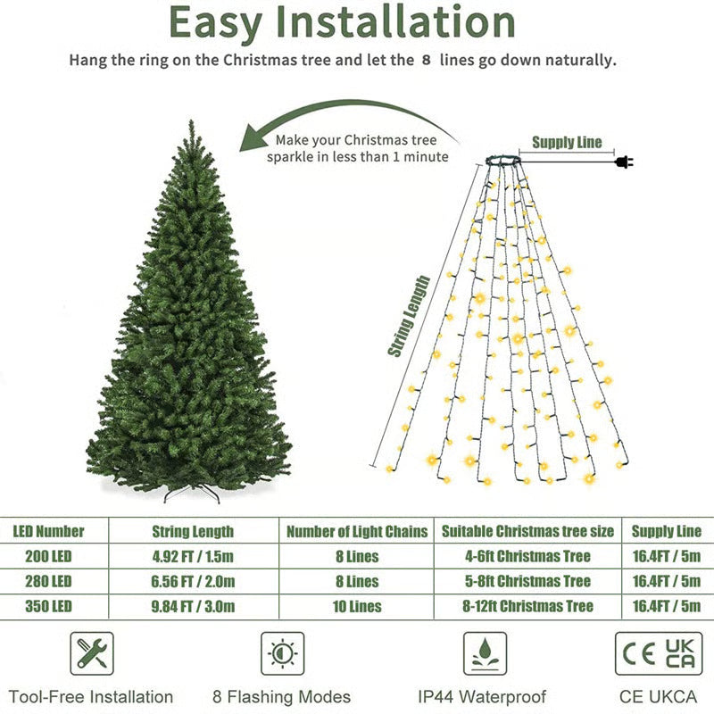 Christmas Tree Waterfall Lights ~ Turn your home into a glowing Winter Wonderland.