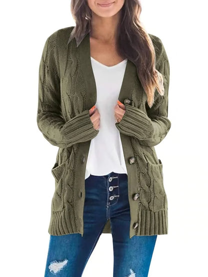 Long Sleeve Button Down Cable Knit Cardigan ~ Cozy fall favorite for work or weekends.