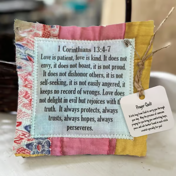 Prayer Quilt with Cross Inside ~ A handheld reminder of faith and comfort
