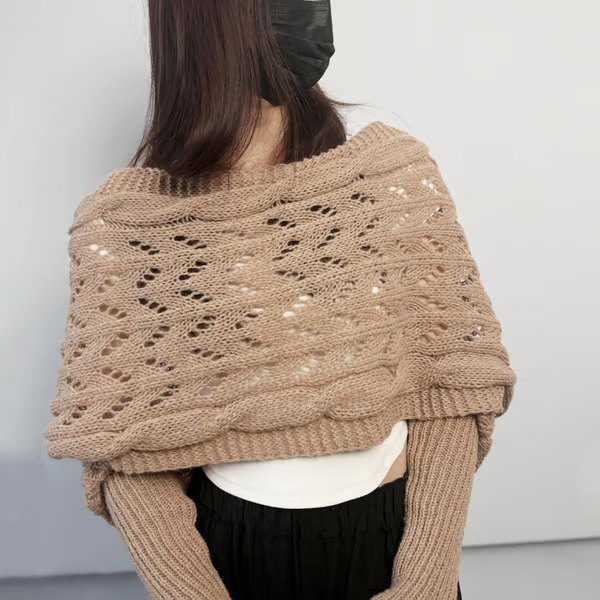 Hand-knitted Scarf with Sleeves ~ Layer up in seconds, lounge all day