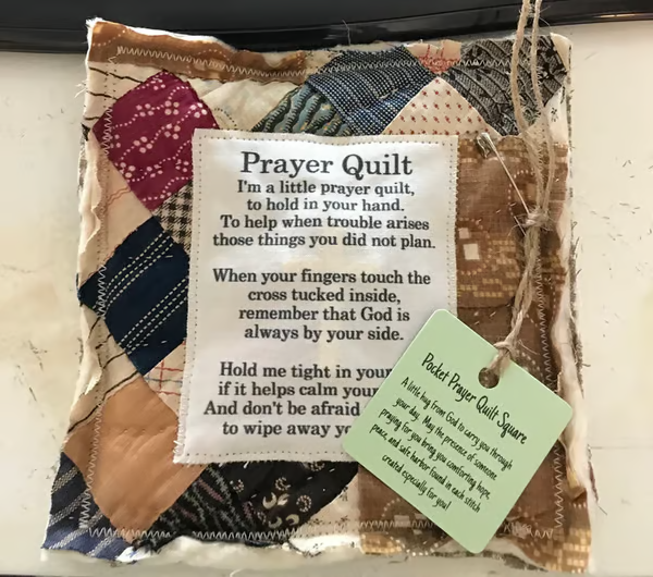 Prayer Quilt with Cross Inside ~ A handheld reminder of faith and comfort