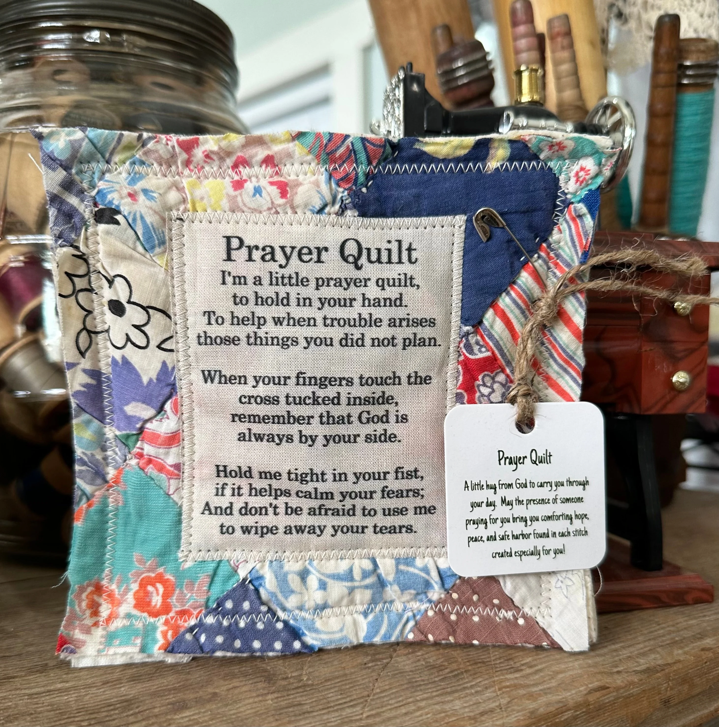 Prayer Quilt with Cross Inside ~ A handheld reminder of faith and comfort