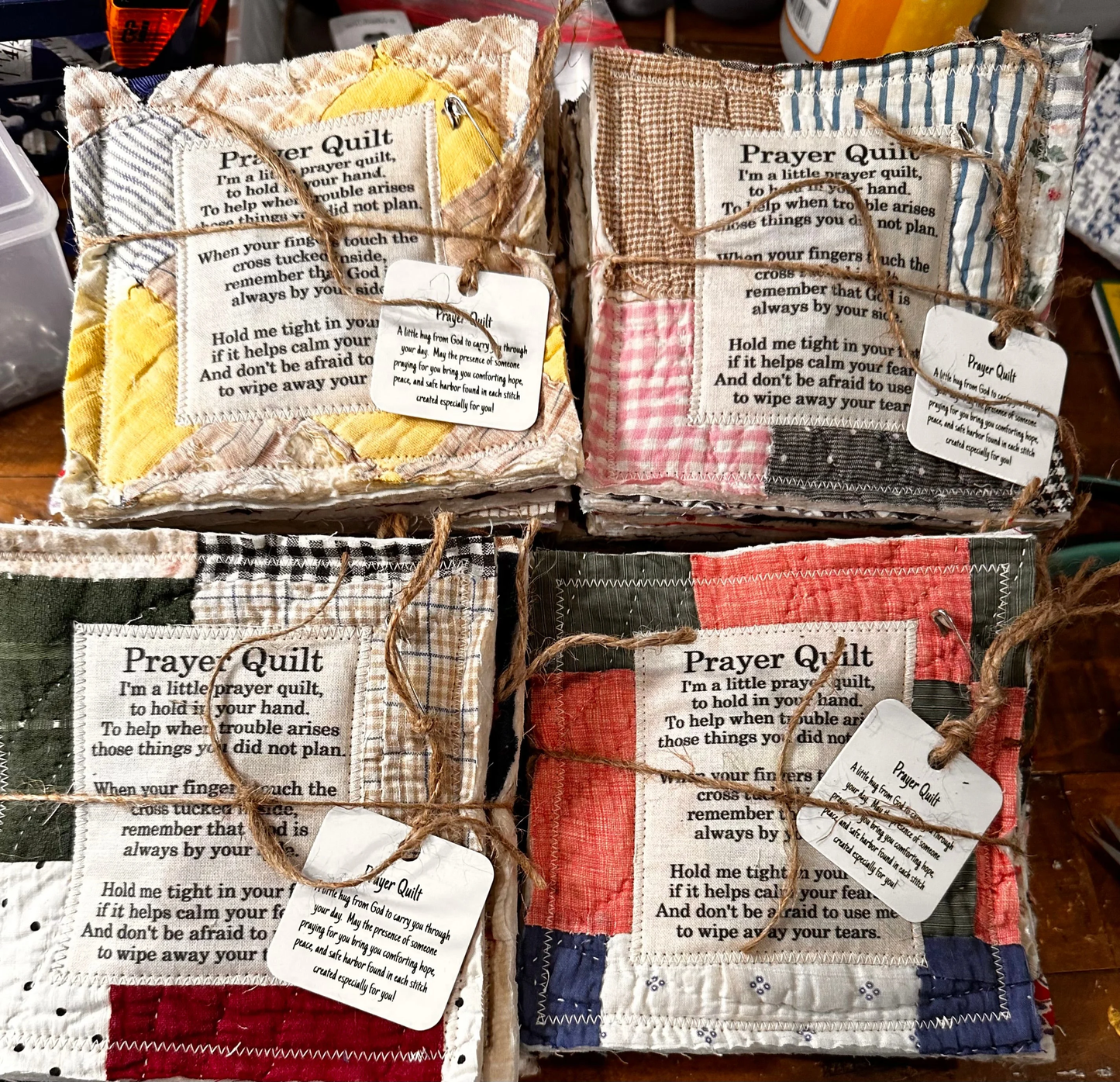 Prayer Quilt with Cross Inside ~ A handheld reminder of faith and comfort