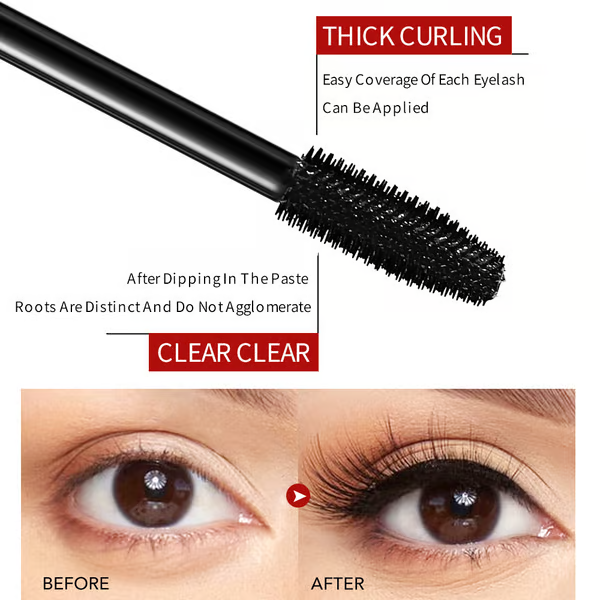 Waterproof Silk Fibre Thick Lengthening Mascara ~ 500% Volume, Zero Extensions Needed.
