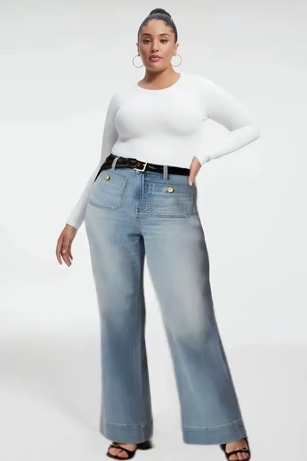 Tummy Control Sailor Wide Leg Trouser ~ Flatten your belly and fake longer legs in seconds
