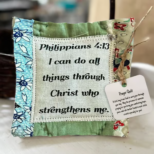 Prayer Quilt with Cross Inside ~ A handheld reminder of faith and comfort