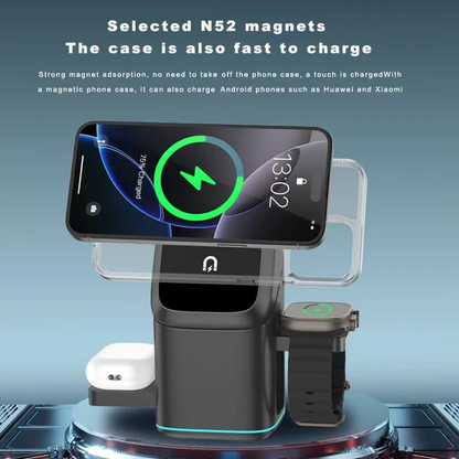 3-in-1 Wireless Charger ~ Power your phone, watch & earbuds in one sleek dock.