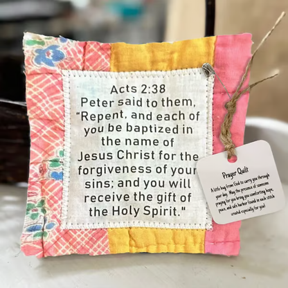 Prayer Quilt with Cross Inside ~ A handheld reminder of faith and comfort