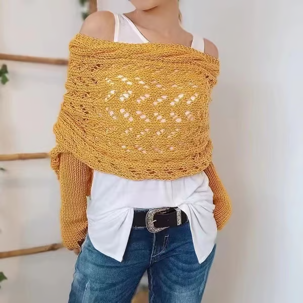 Hand-knitted Scarf with Sleeves ~ Layer up in seconds, lounge all day
