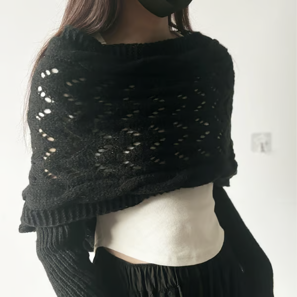 Hand-knitted Scarf with Sleeves ~ Layer up in seconds, lounge all day