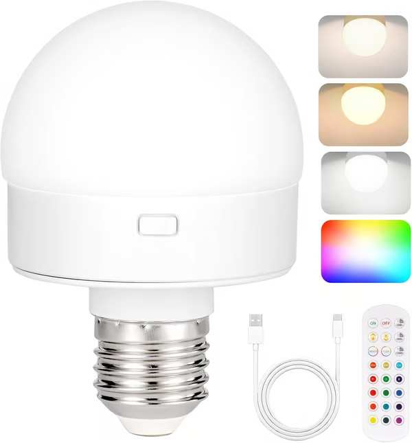 Rechargeable Light Bulbs with Remote Control ~ Wireless lighting with 15 mood options