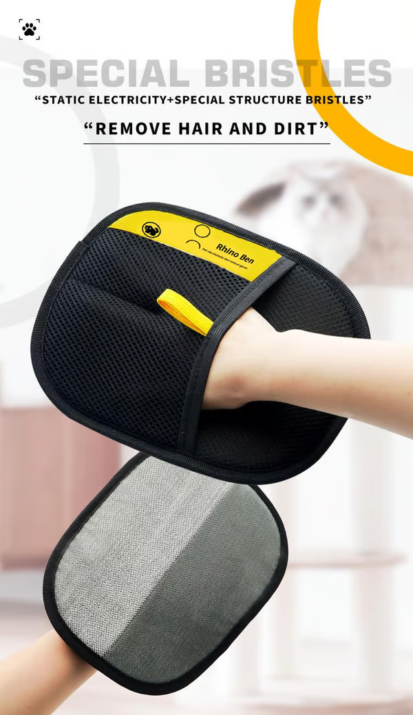 Electrostatic Pet Hair Glove ~ Instantly lift fur from clothes, furniture, and more