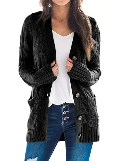 Long Sleeve Button Down Cable Knit Cardigan ~ Cozy fall favorite for work or weekends.