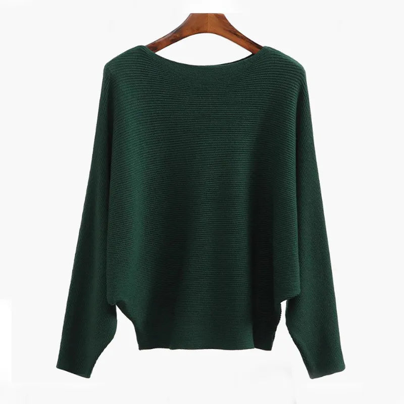 Boat Neck Bat Sleeve Knitted Sweater ~Flowy, flattering, and irresistibly soft.